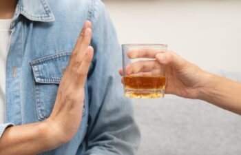 Stop alcohol concept. Person refuse to drink alcohol.